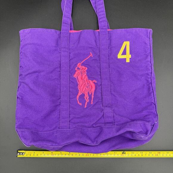 Ralph Lauren Polo The Big Pony Collection Canvas Tote Bag Embroidered - Picture 8 of 9